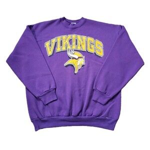 Vintage 90s Logo 7 Minnesota Vikings Sz XL USA Made Mens Purple Sweatshirt NFL